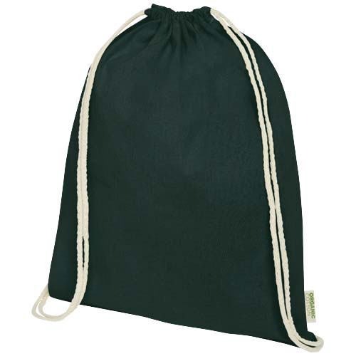 Gym bag personnalisable en coton bio 140 g/m² Odisha Vert foncé
